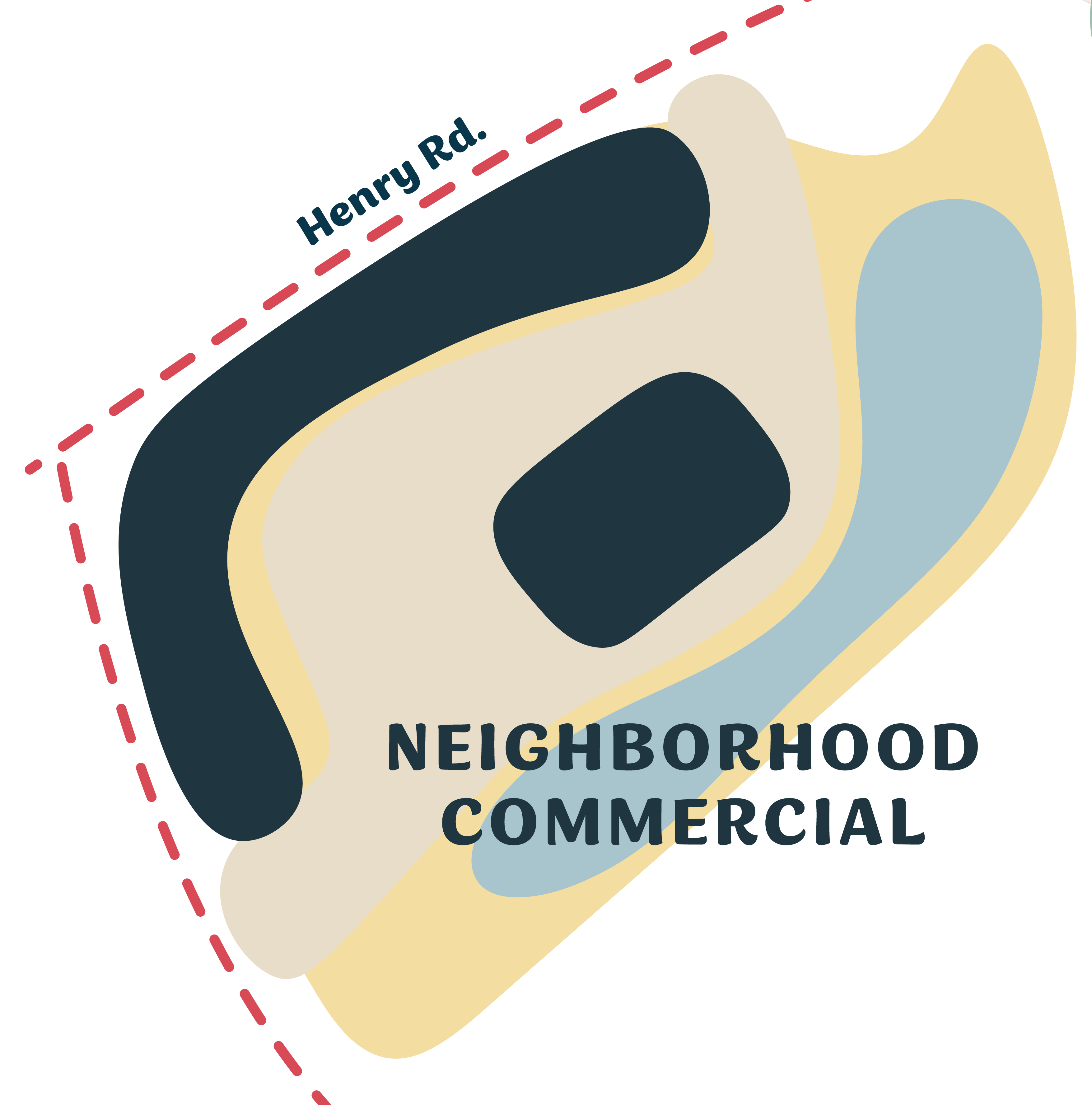 Commercial sketch plan adjacent to The Preserve — anchored retail center with walkable street-facing tenant bays.